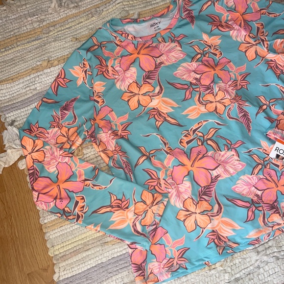 NWT Roxy Blue Pink and Orange Long Sleeve Rashgaurd Size XXL - Picture 3 of 6